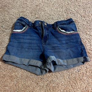 Denim Blue Jean Shorts + Rainbow Pockets Kids